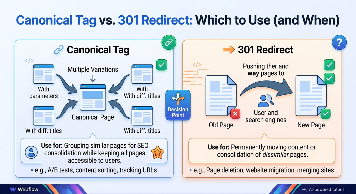 Canonical vs 301 Redirect: Which One to Use (and When)