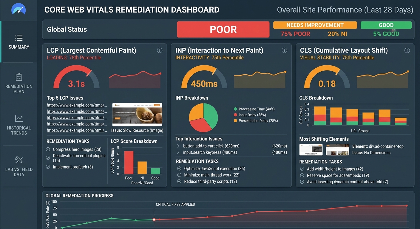 Core Web Vitals Remediation: The 2026 Enterprise Blueprint for INP, LCP & CLS